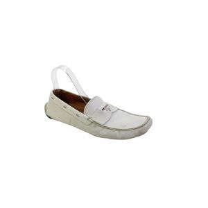 Prada Womens Leather Slip On Loafers White Size 9.5
